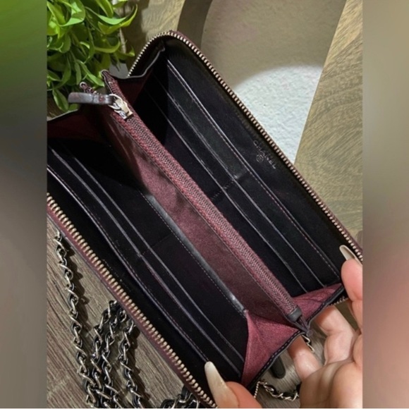 🖤 🥀Chanel Zip Wallet on Chain similar Double Zipper Quilted Diamond Stitch WOC - Picture 6 of 12